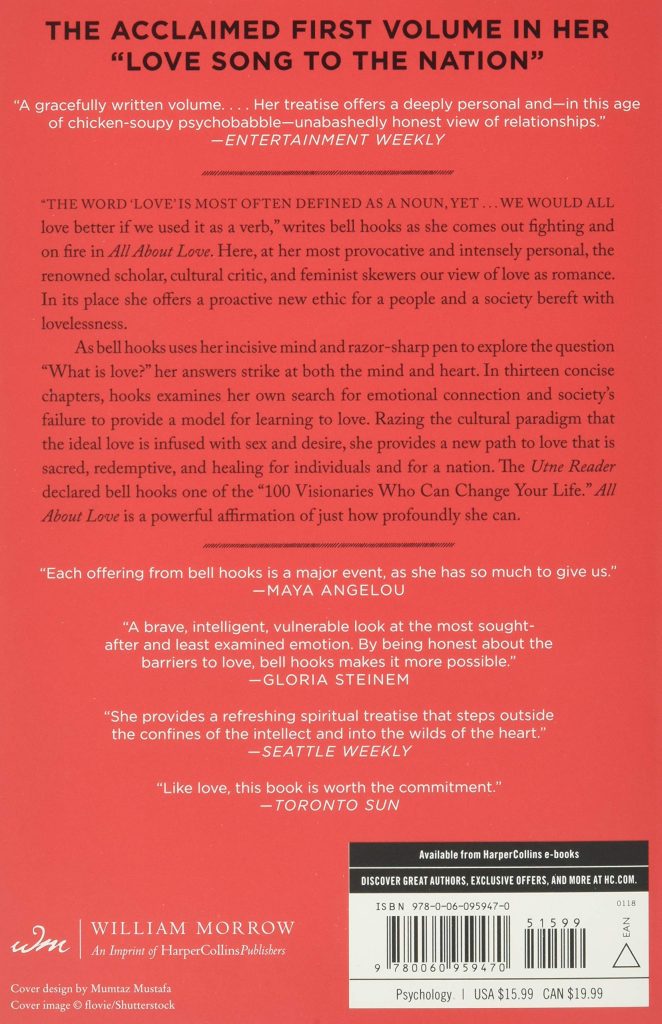 All About Love by Bell Hooks Book Back Cover