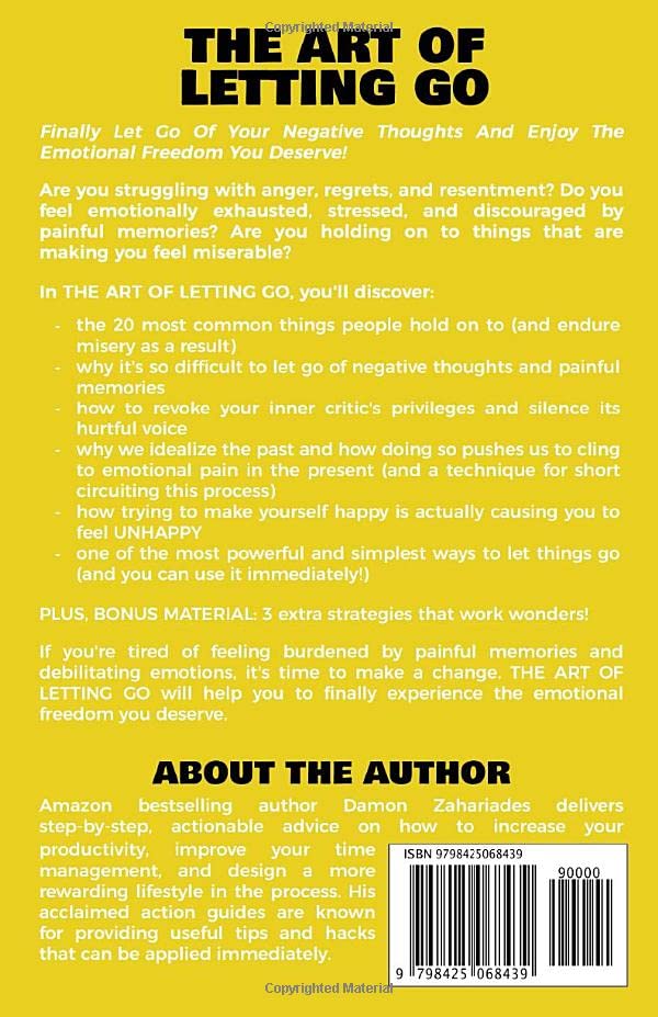 The Art of Letting Go by Damon Zahariades Book Back Cover